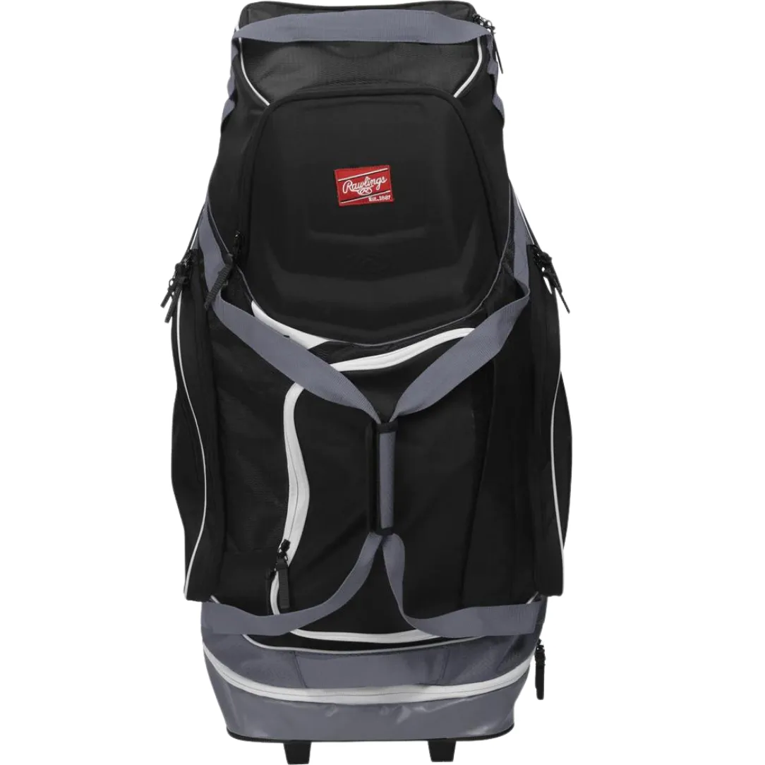 Rawlings R1502 Wheeled Catcher's Bag-Black-36"x14"x15 R1502