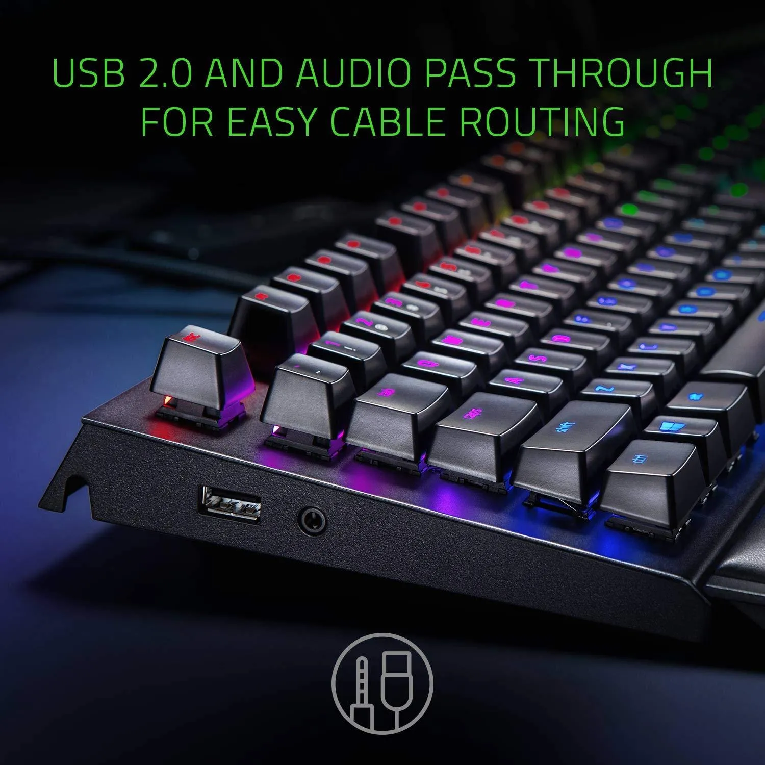 Razer BlackWidow Elite Mechanical Gaming Keyboard With Green Switches (Black) With Ergonomic Wrist Rest