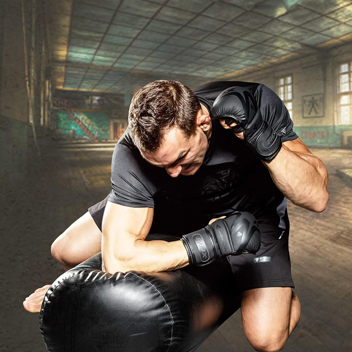 RDX T15 NOIR HYBRID MMA GRAPPLING GLOVES WITH BEST KNUCKLE PROTECTION
