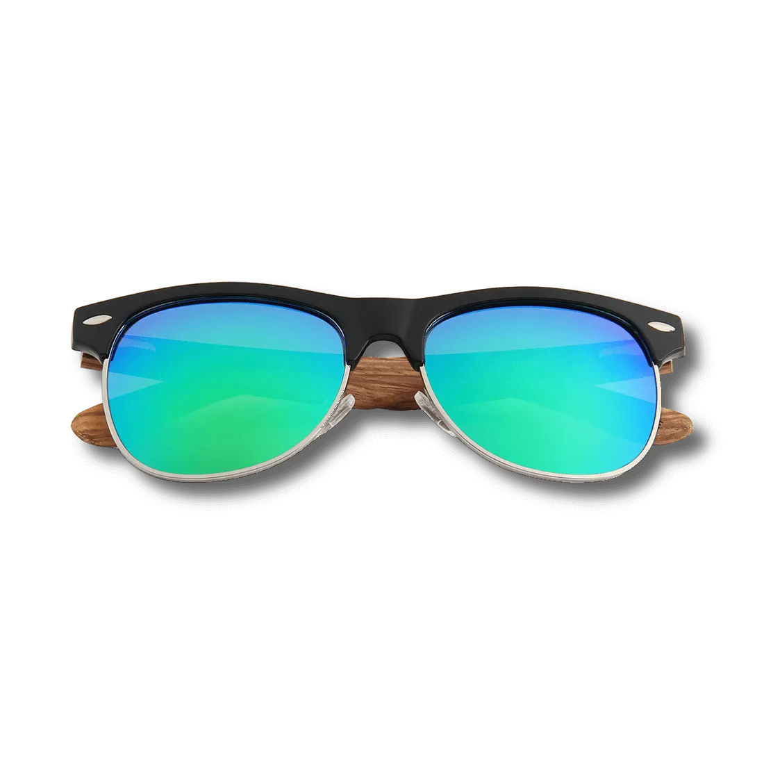 Real Zebra Wood Browline Style RetroShade Sunglasses by WUDN