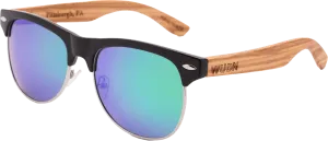 Real Zebra Wood Browline Style RetroShade Sunglasses by WUDN