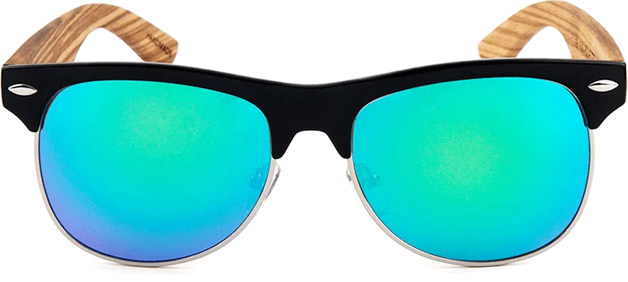 Real Zebra Wood Browline Style RetroShade Sunglasses by WUDN