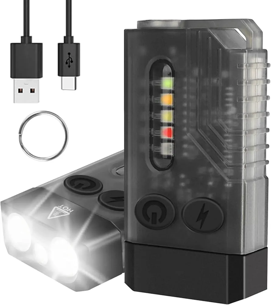 RECON GS2 V10 Small Powerful Keychain Flashlight With 365nm UV Red Green Blue Light,High Lumens 1000 LM USB C Rechargeable Mini Pocket LED Flashlight