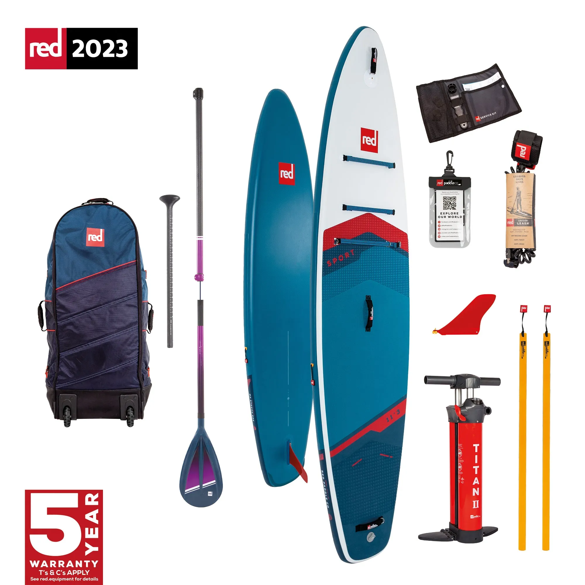 Red 11'3" Sport MSL Inflatable Paddle board Package 2023