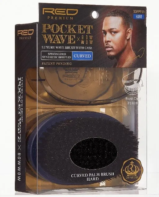 RED Premium Pocket Wave Brush X Bow Wow - Curved Palm Brush HARD (0017)