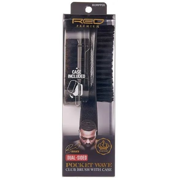 RED Premium  Pocket Wave Palm Brush with Case Bow Wow BORPP05- (Dual-Side)
