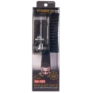 RED Premium  Pocket Wave Palm Brush with Case Bow Wow BORPP05- (Dual-Side)
