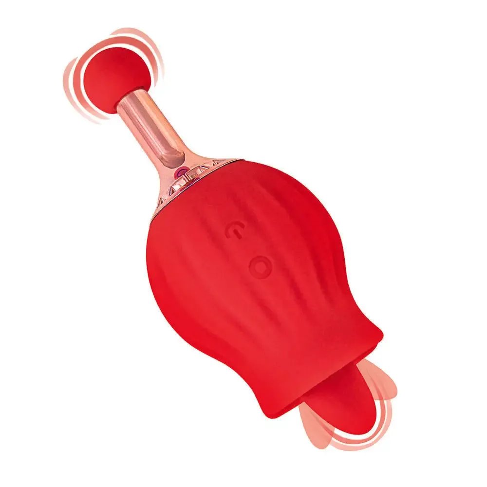 Red Rechargeable Dual Massager Clit-tastic Rose Sex Toy