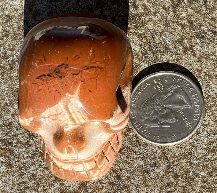 Red Silver Leaf Jasper CRYSTAL SKULL with Weird Quartz "Blossom" Formation