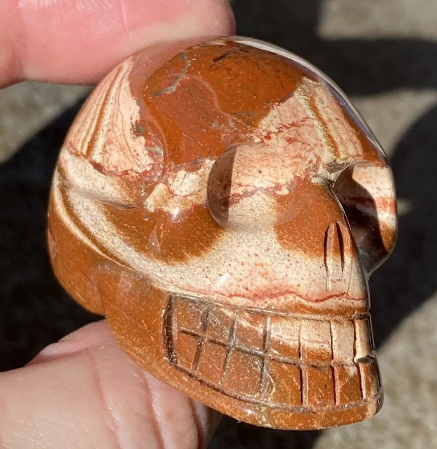 Red Silver Leaf Jasper CRYSTAL SKULL with Weird Quartz "Blossom" Formation