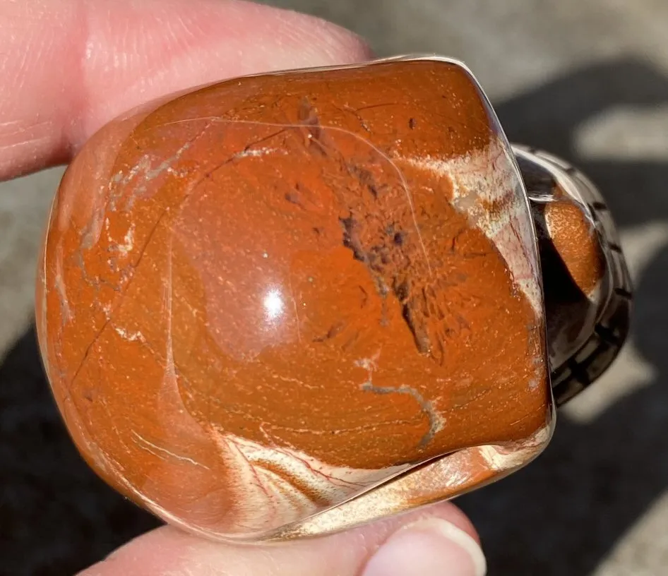 Red Silver Leaf Jasper CRYSTAL SKULL with Weird Quartz "Blossom" Formation