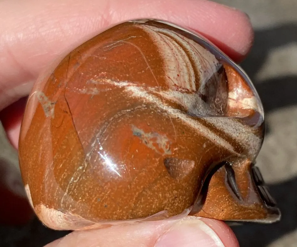 Red Silver Leaf Jasper CRYSTAL SKULL with Weird Quartz "Blossom" Formation