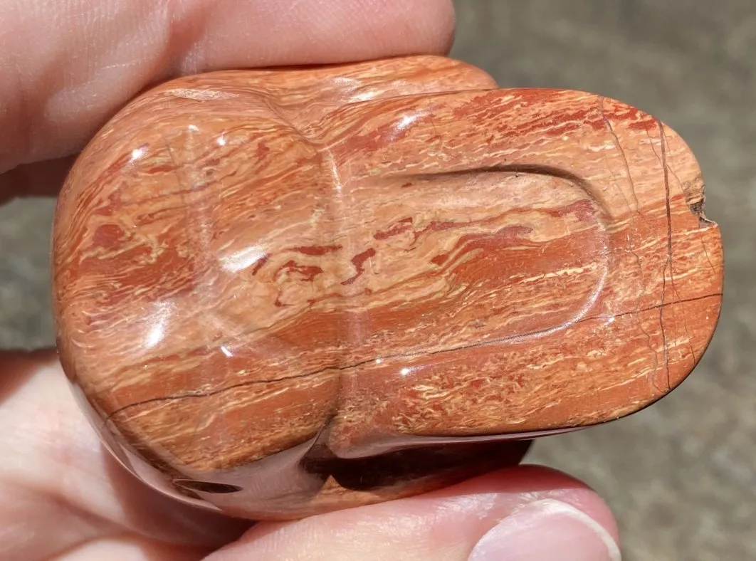 Red Spiral Jasper CRYSTAL SKULL w/ Groovy Psychedelic patterns