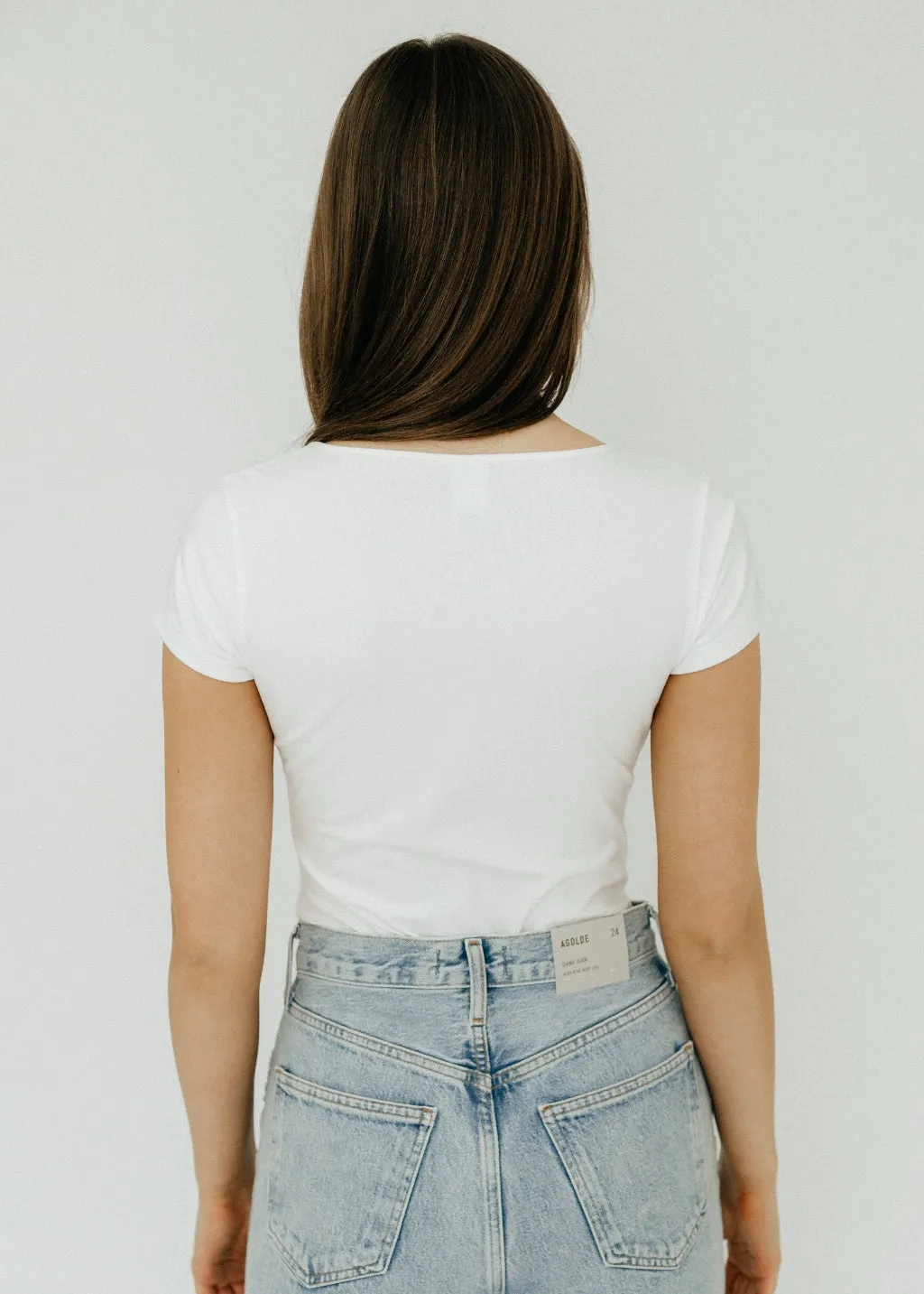 RE/DONE Square Neck Bodysuit in White