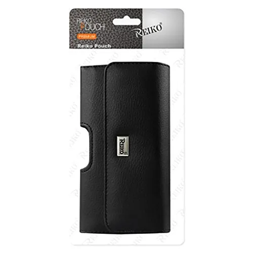 Reiko Plus Size Black Leather Wallet Pouch Clip ( Plus Size Compatible with the Apple Iphone 8 Plus / 7 Plus / 6S Plus with a Heavy Duty Hybrid Case On ) and Zoomazig Stylus