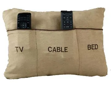 Remote Holder Pocket Pillow-Faux Suede Decor Fabric