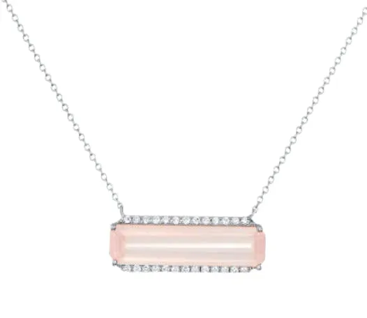 Resilience Rose Quartz and Diamond Necklace