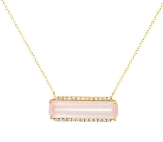 Resilience Rose Quartz and Diamond Necklace