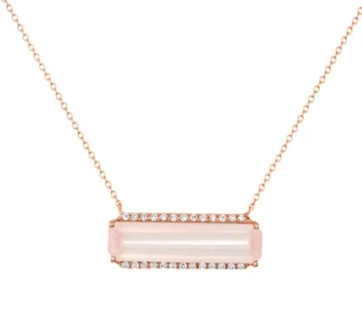 Resilience Rose Quartz and Diamond Necklace