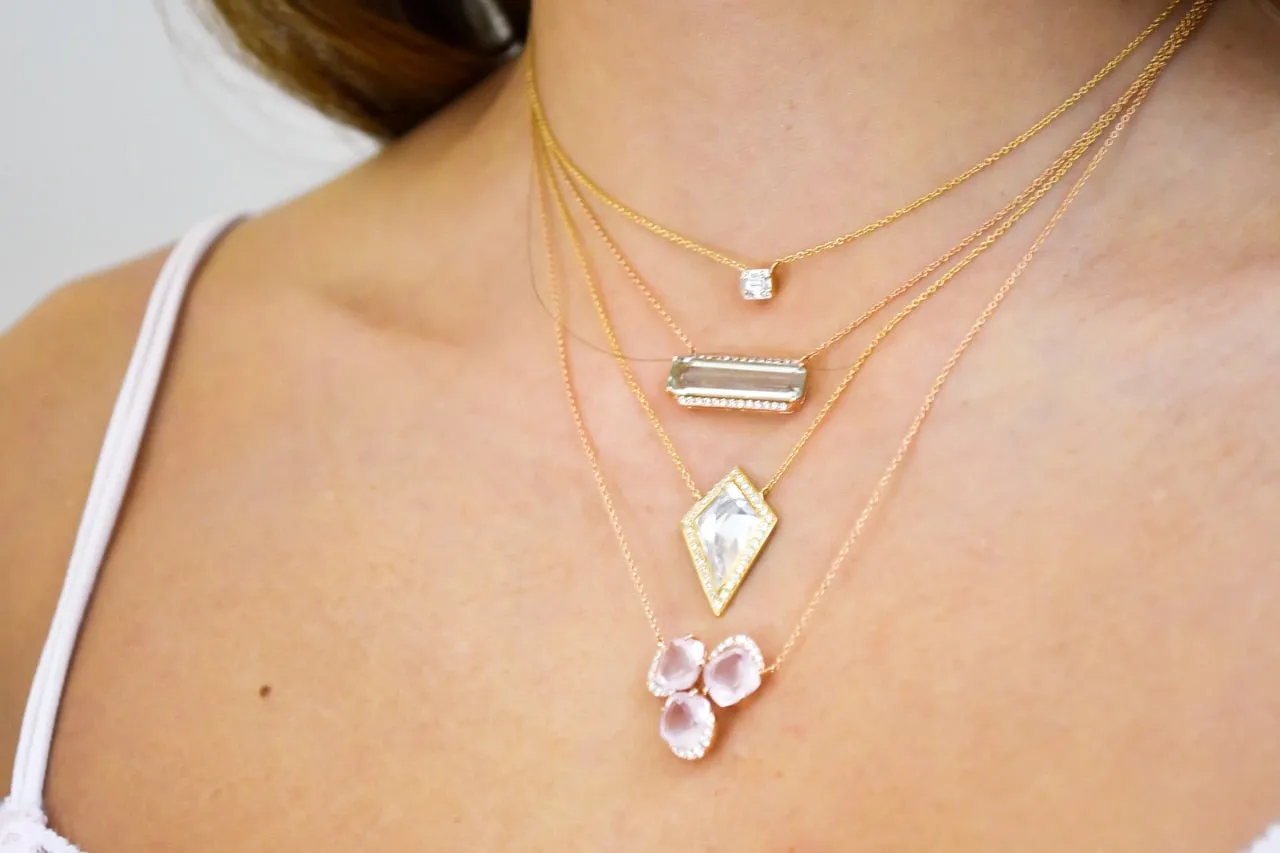 Resilience Rose Quartz and Diamond Necklace