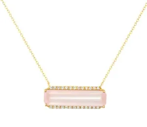 Resilience Rose Quartz and Diamond Necklace