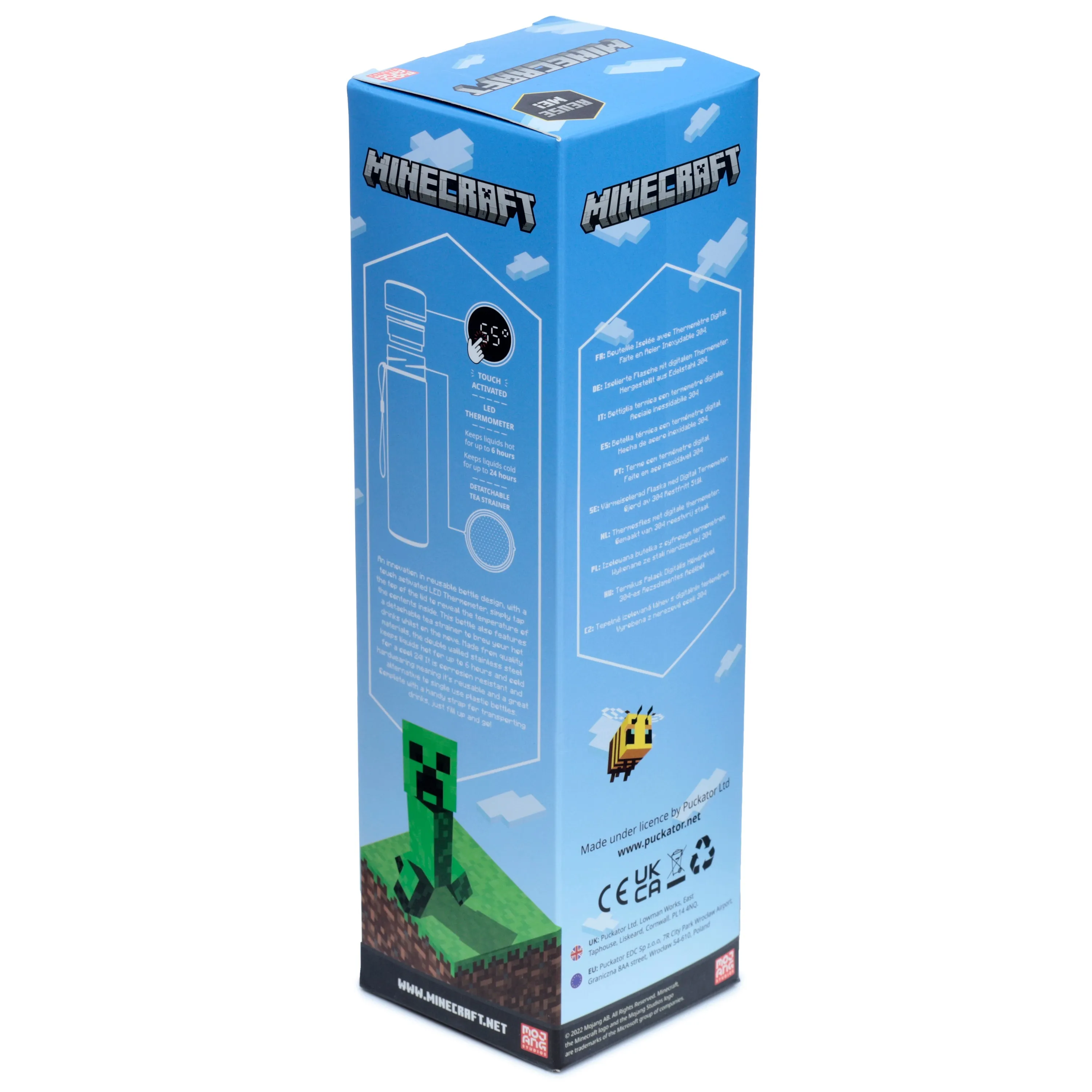 Reusable Stainless Steel Hot & Cold Insulated Drinks Bottle Digital Thermometer - Minecraft Creeper