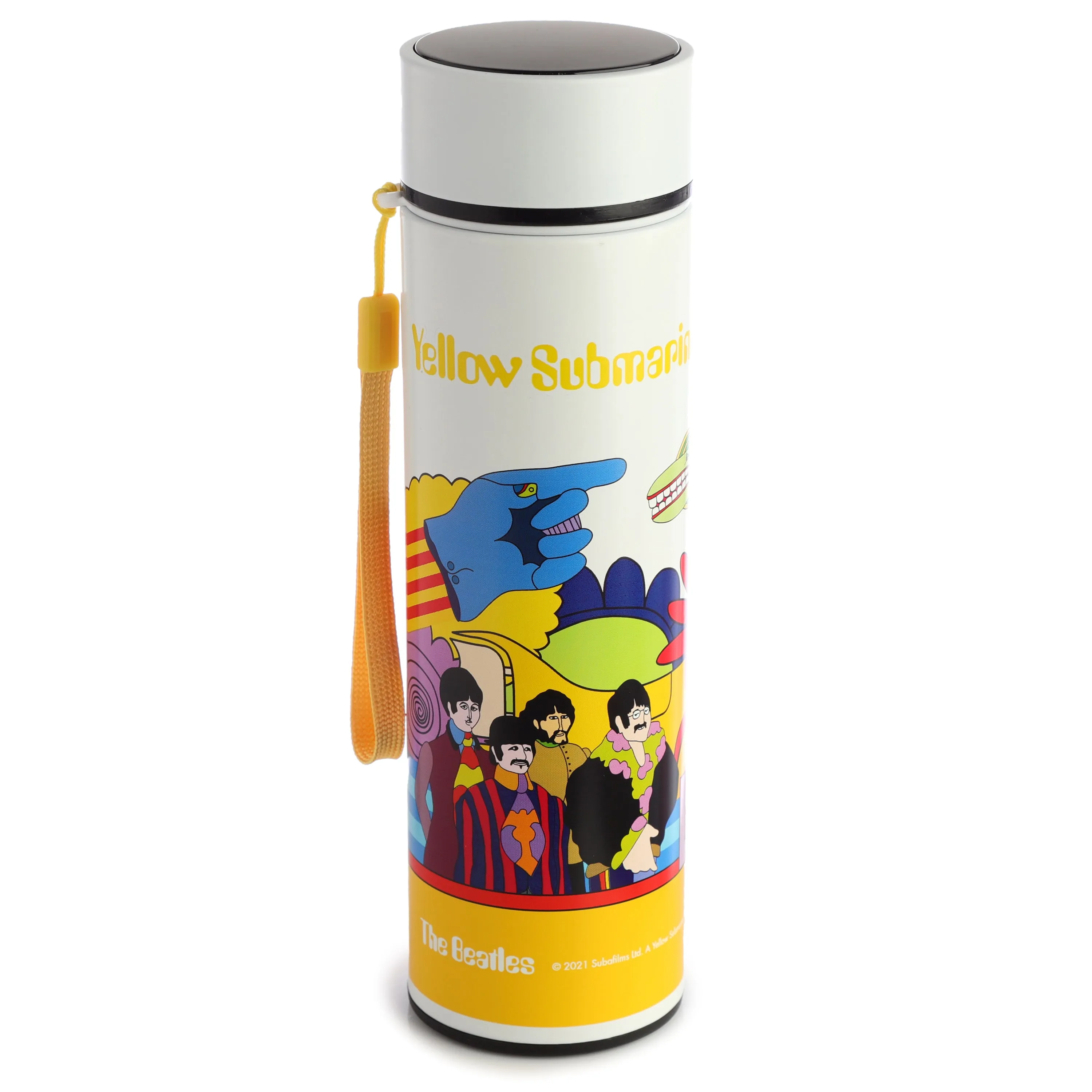 Reusable Stainless Steel Hot & Cold Insulated Drinks Bottle Digital Thermometer - Yellow Submarine