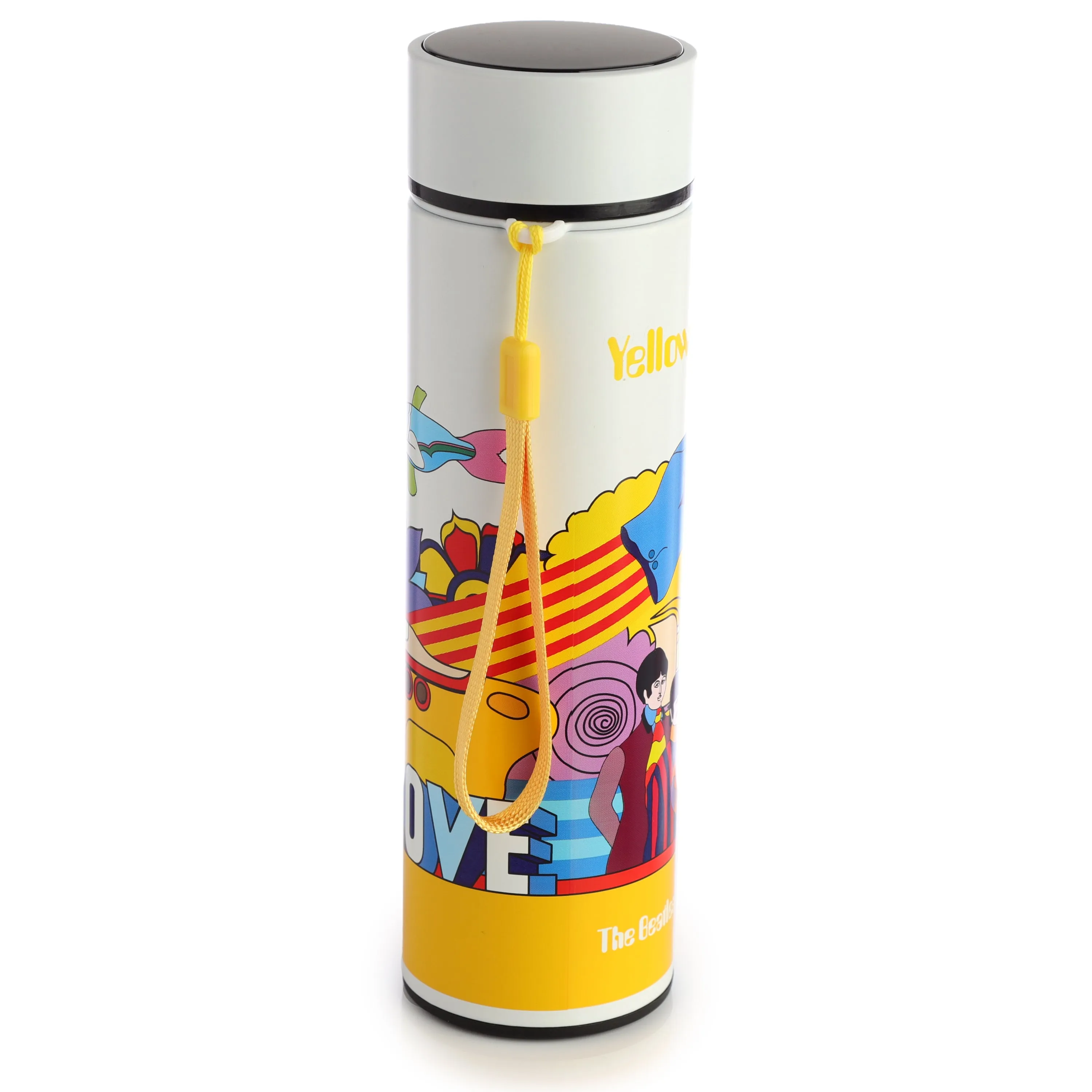 Reusable Stainless Steel Hot & Cold Insulated Drinks Bottle Digital Thermometer - Yellow Submarine