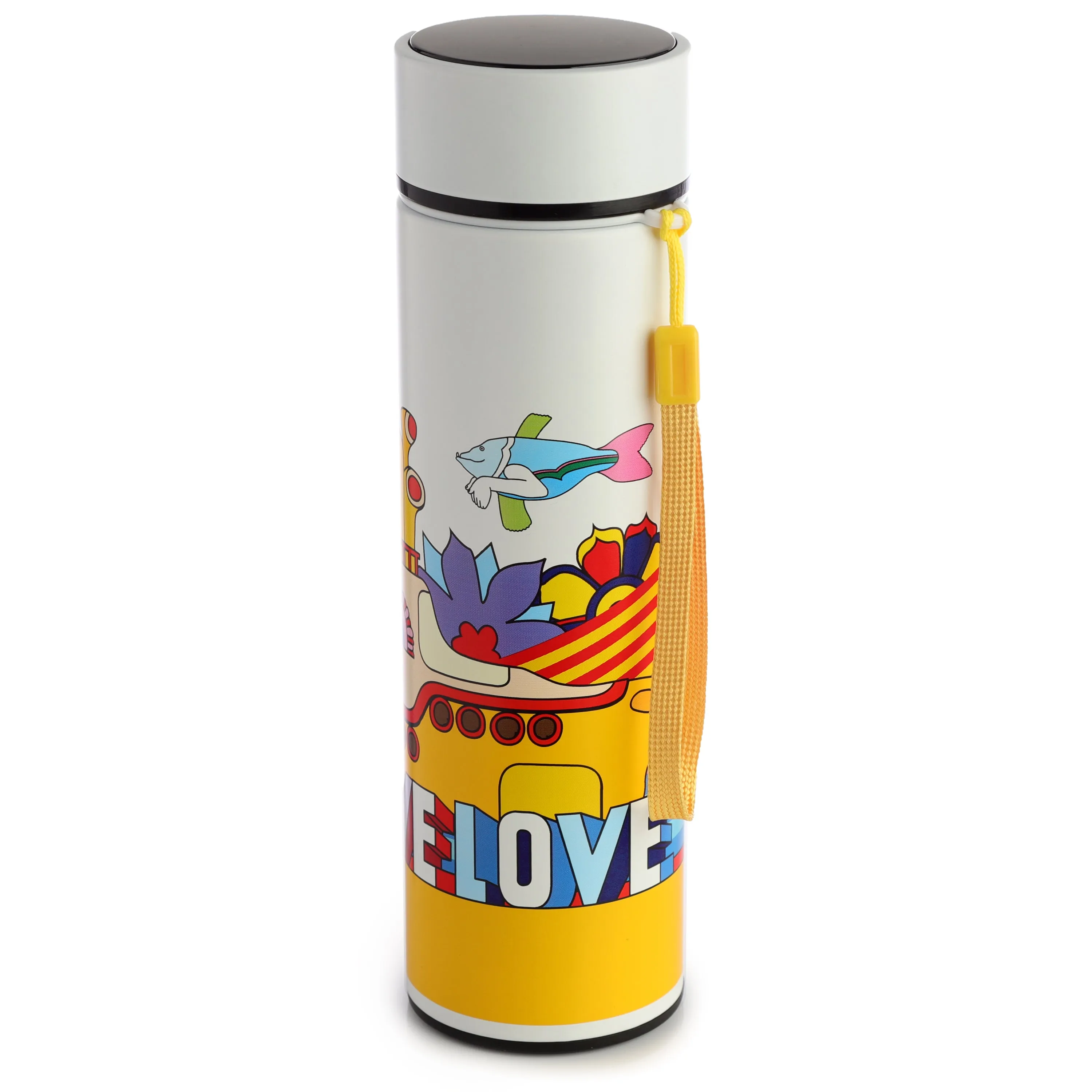 Reusable Stainless Steel Hot & Cold Insulated Drinks Bottle Digital Thermometer - Yellow Submarine