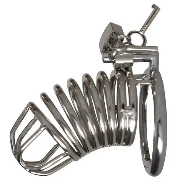 Rimba Metal Chrome Chastity Cock Cage with Padlock and Key