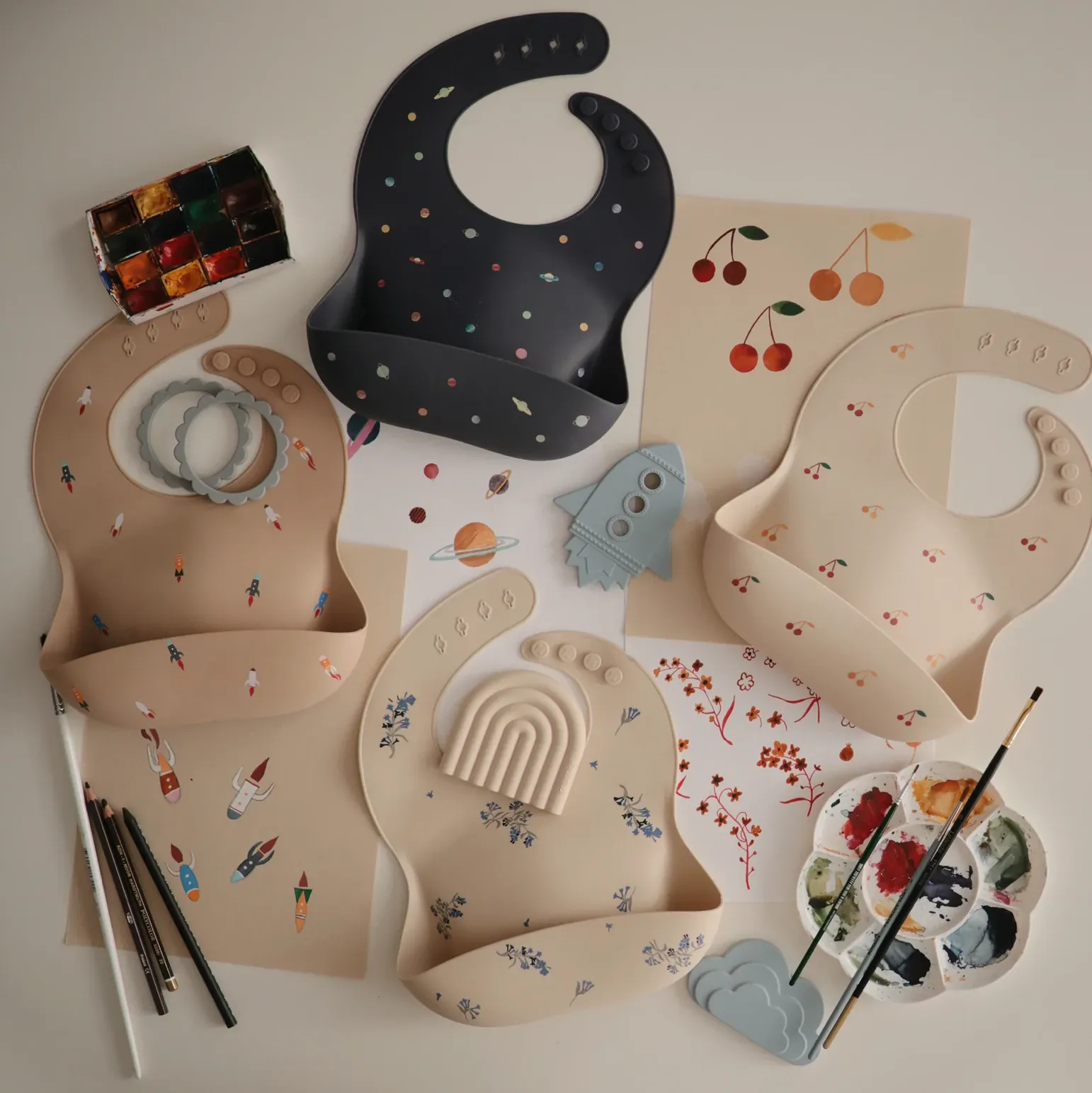 Rocket Ship Silicone Bib - ONLY 2 LEFT