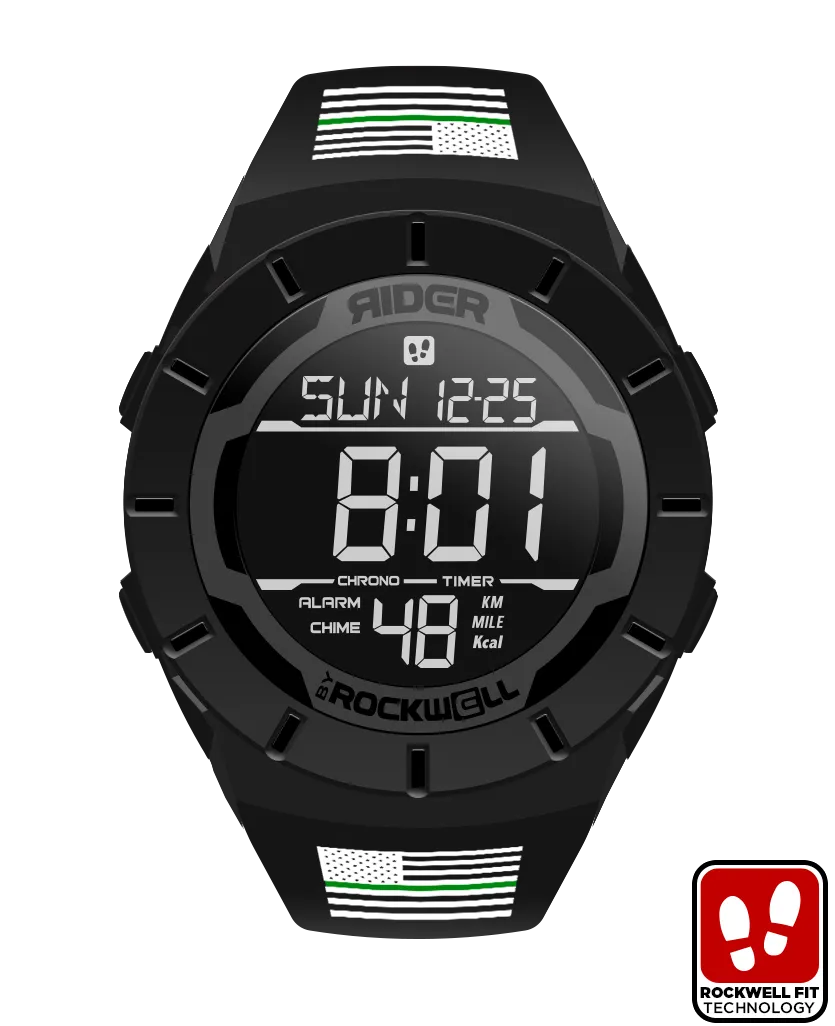 ROCKWELL THE COLISEUM FIT WATCH THIN GREEN LINE FREEDOM PHANTOM BLACK