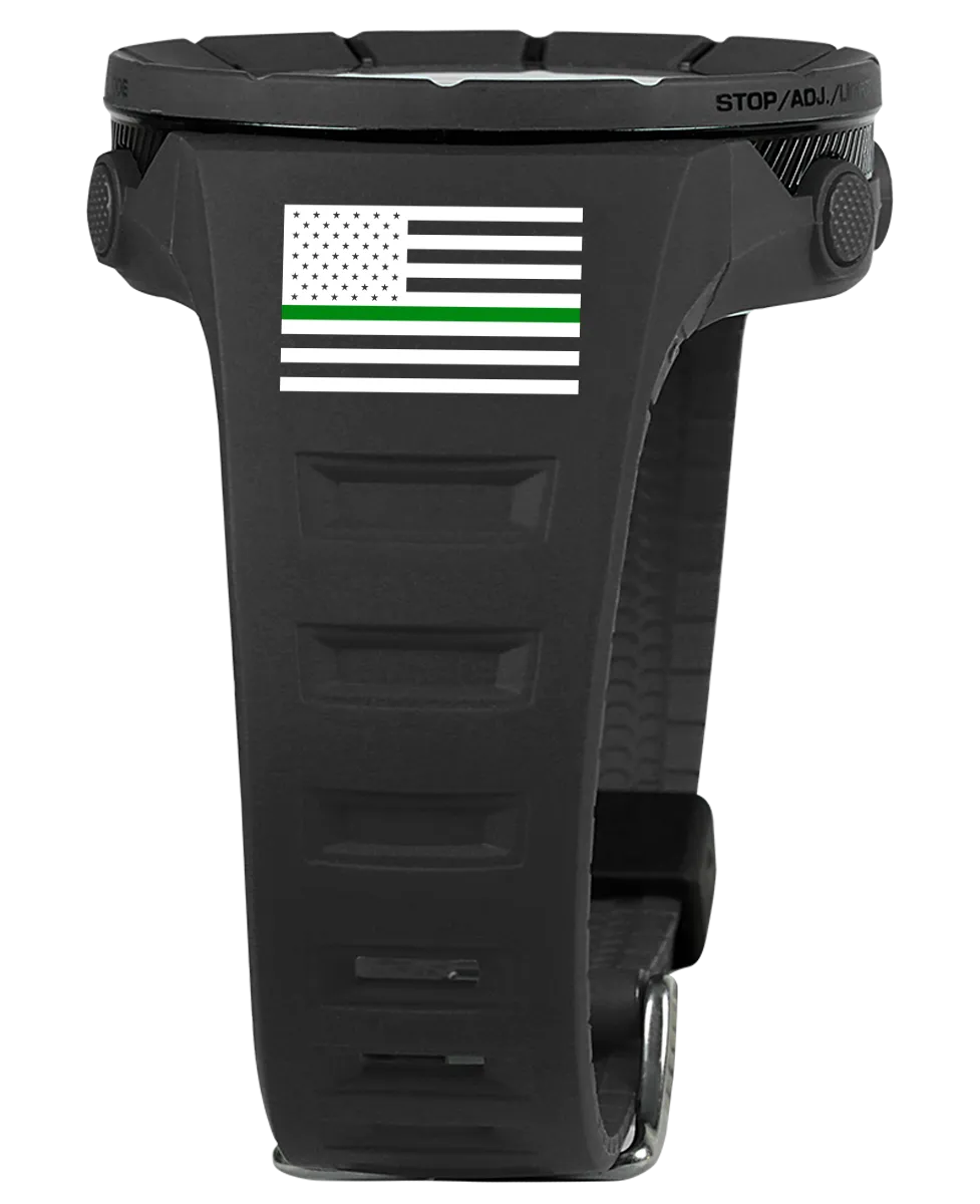 ROCKWELL THE COLISEUM FIT WATCH THIN GREEN LINE FREEDOM PHANTOM BLACK