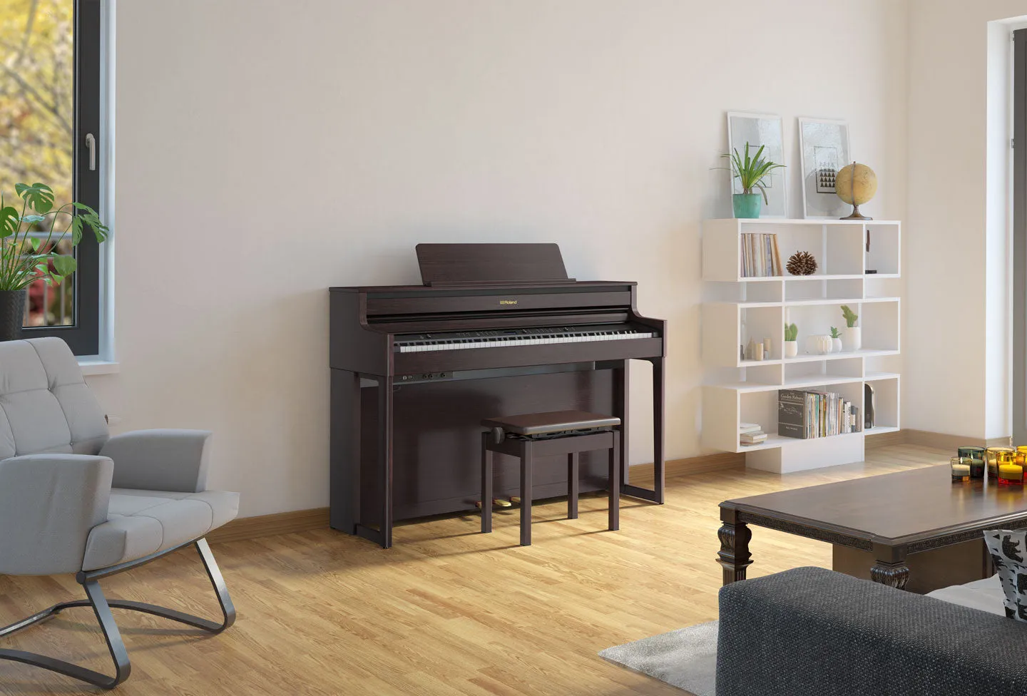 Roland HP704-DR Digital Upright Piano Dark Rosewood
