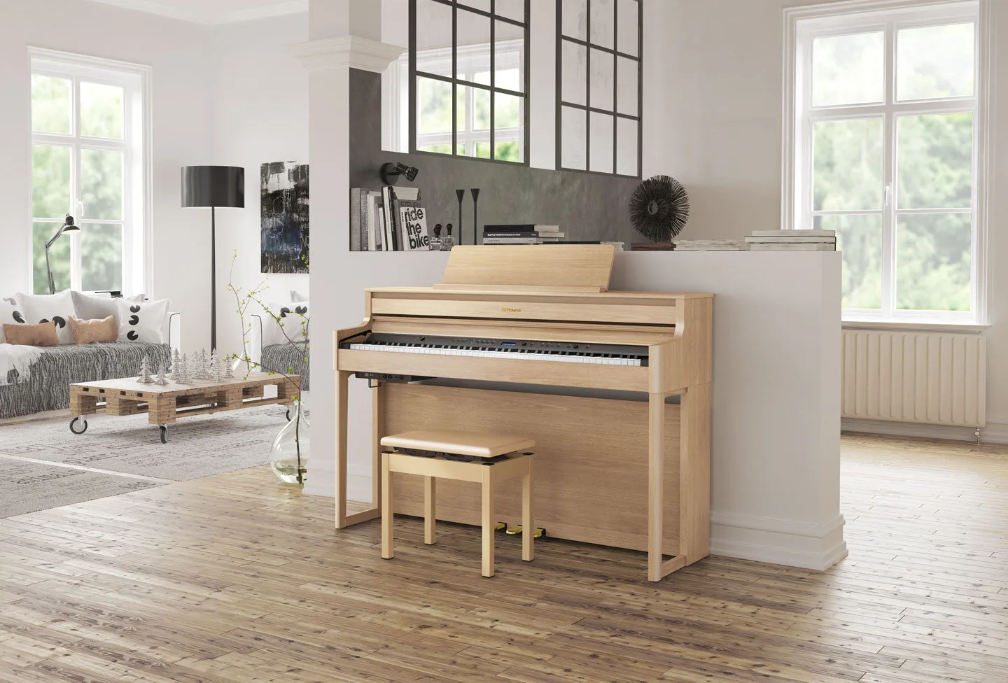 Roland HP704-LA Digital Upright Piano Light Oak