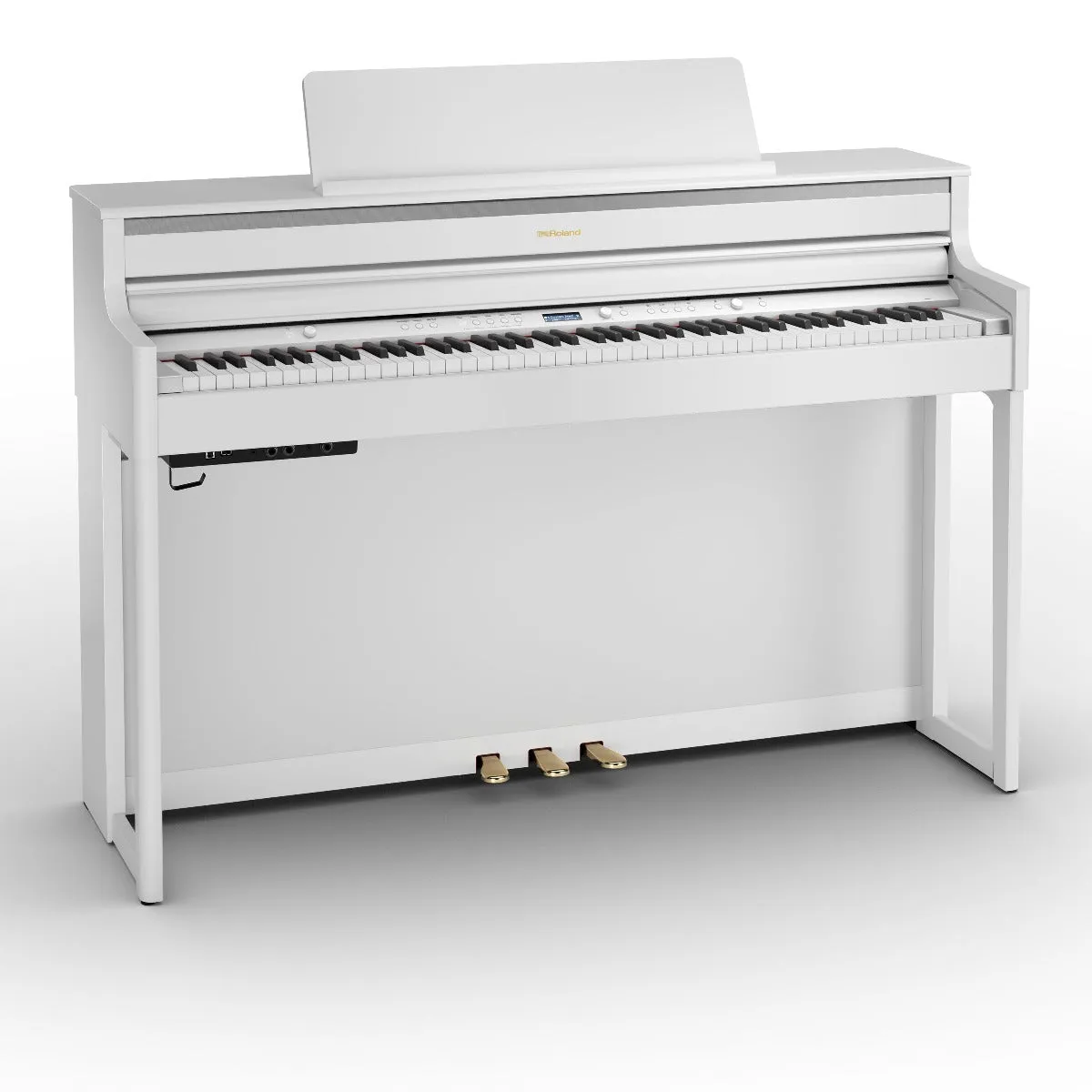 Roland HP704-WH Digital Upright Piano White Satin Bundle