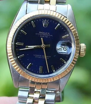 ROLEX 18k Yellow Gold & Stainless Steel Mens or Ladies 34mm Date Watch