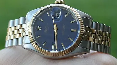 ROLEX 18k Yellow Gold & Stainless Steel Mens or Ladies 34mm Date Watch