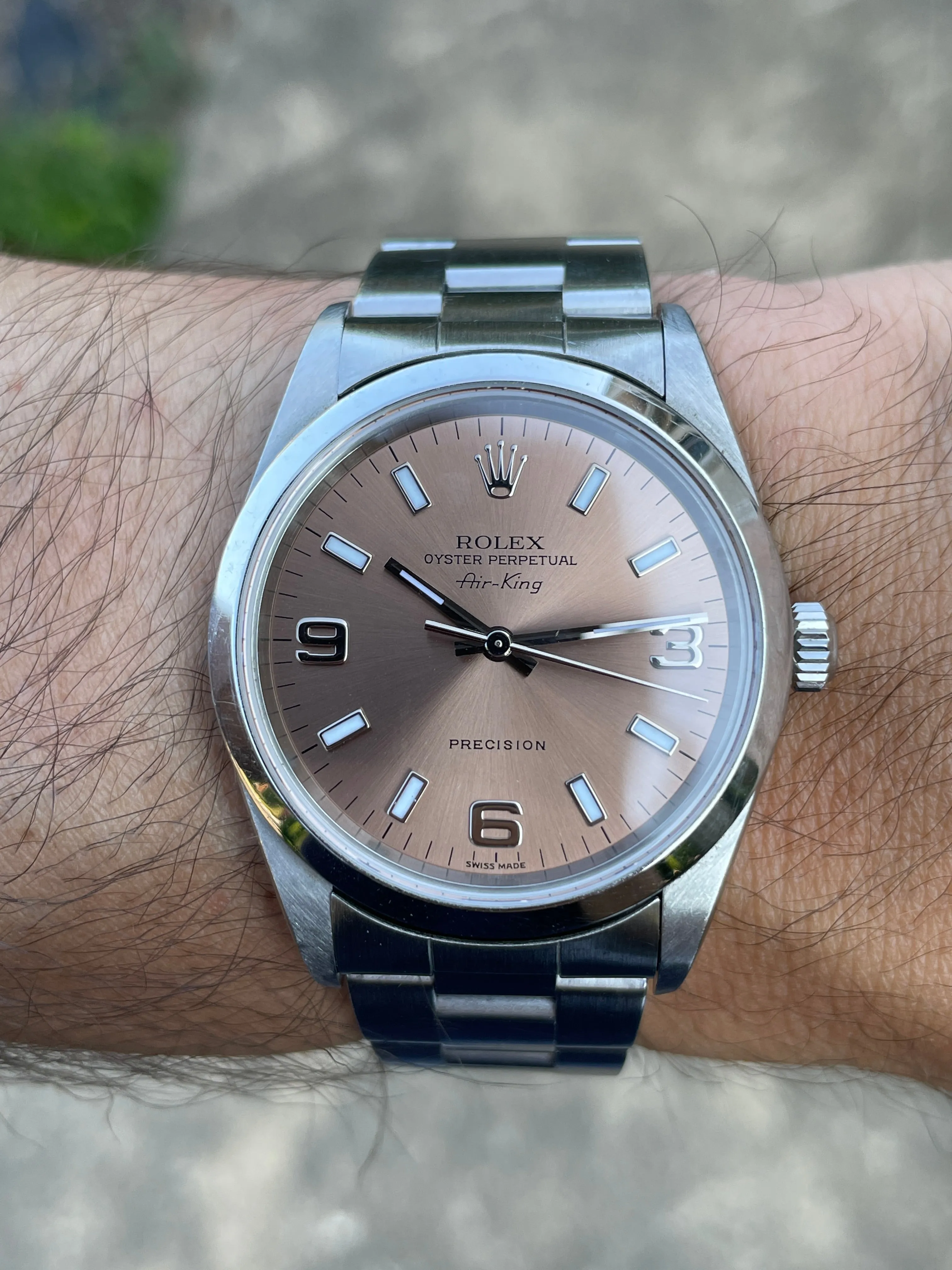 Rolex Air King - 14000M - Salmon w/ Original Papers.