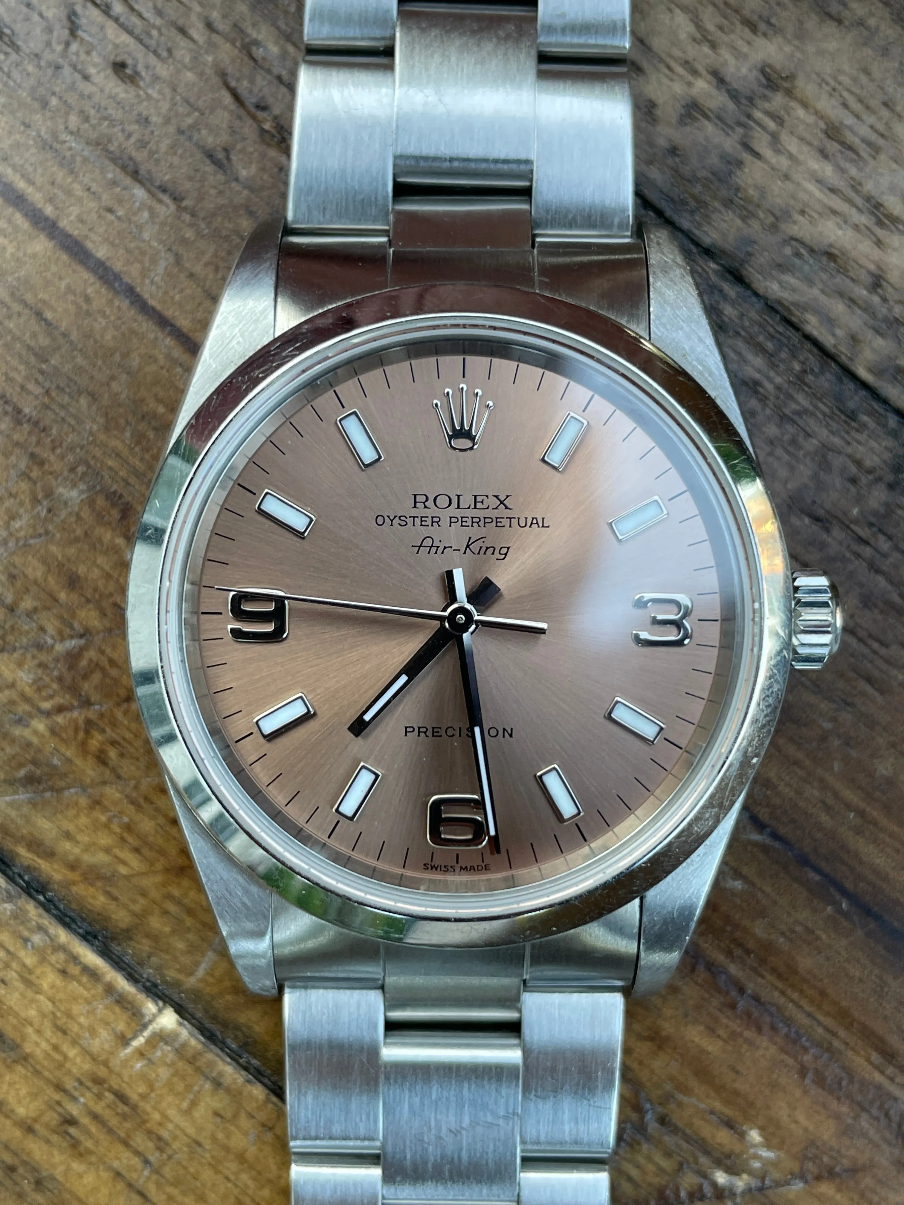 Rolex Air King - 14000M - Salmon w/ Original Papers.