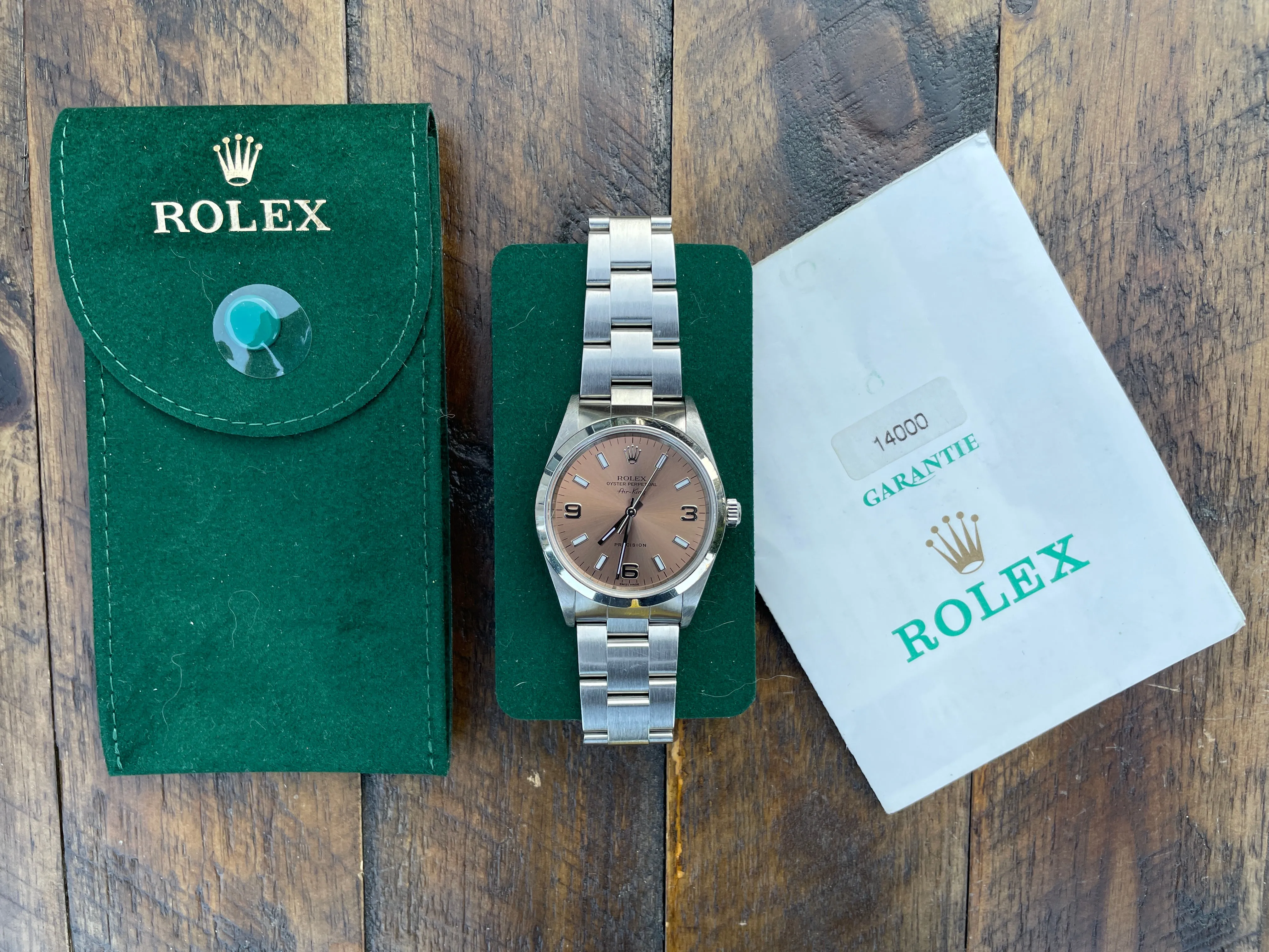 Rolex Air King - 14000M - Salmon w/ Original Papers.