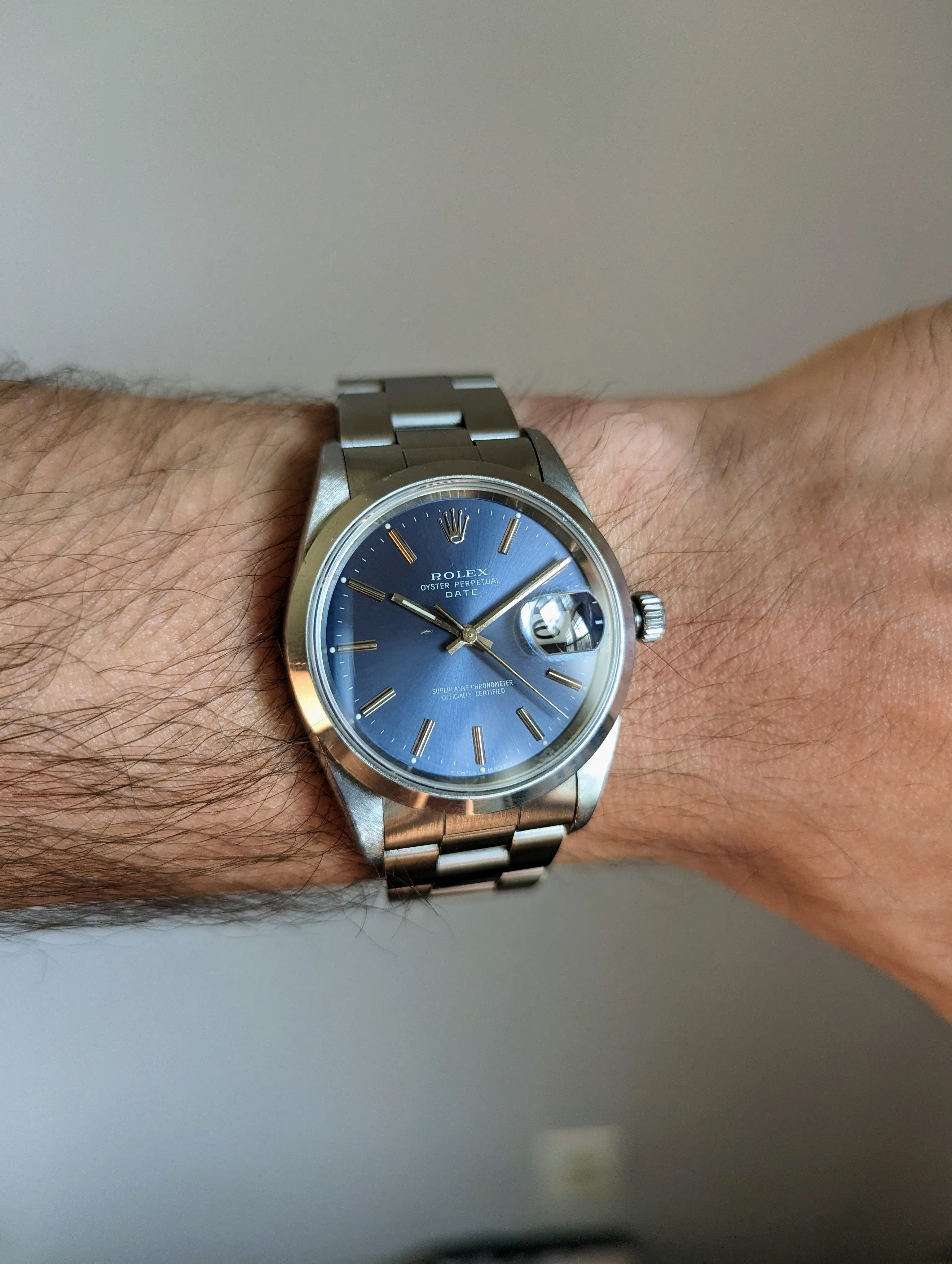 Rolex Date 15200 - Blue dial w/ unpolished case.