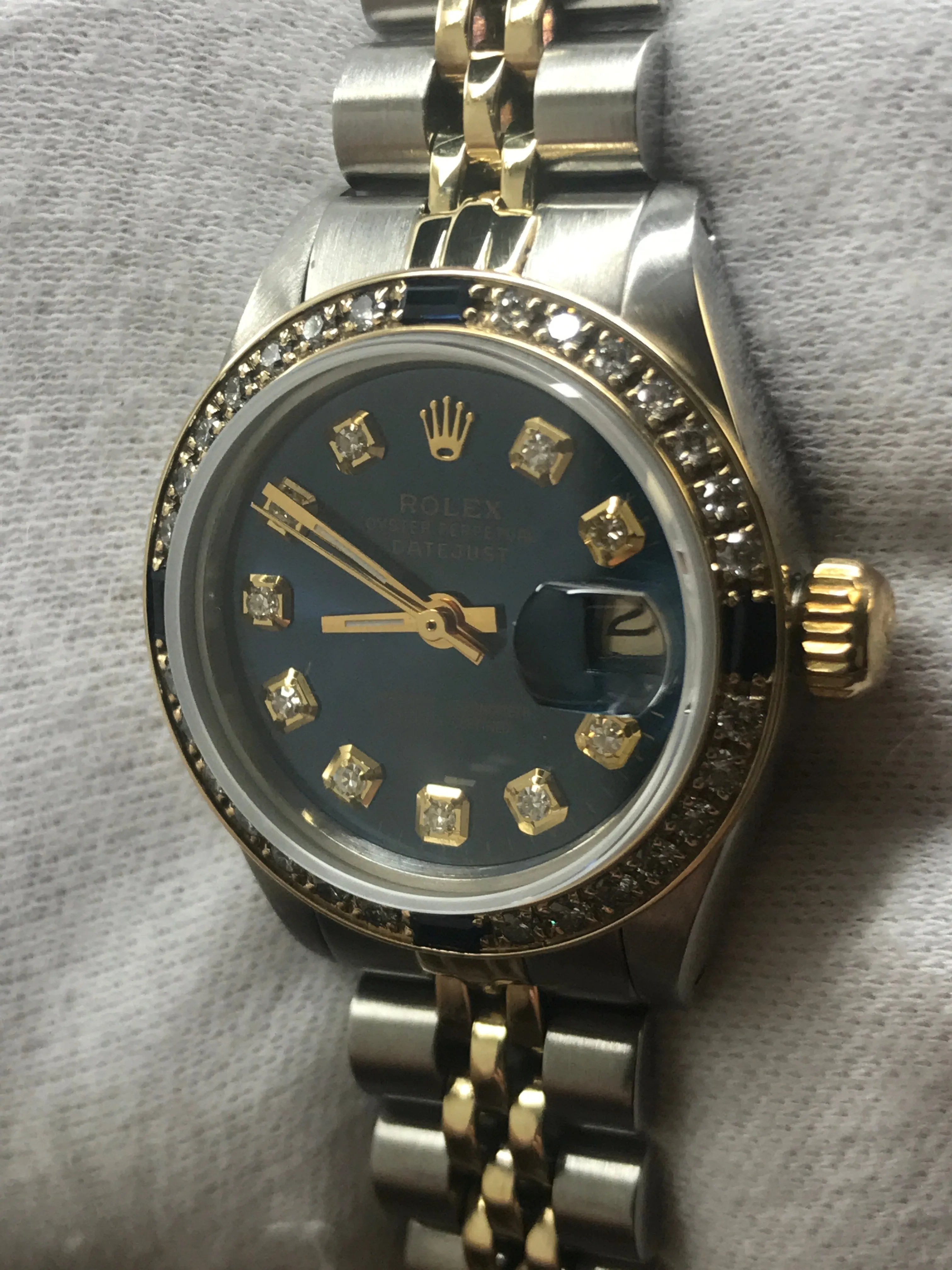 Rolex Datejust 26mm 6917 Blue Custom Diamond Dial Automatic Women's Watch