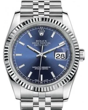 Rolex Datejust 36 White Gold/Steel Blue Index Dial & Fluted Bezel Jubilee Bracelet 116234