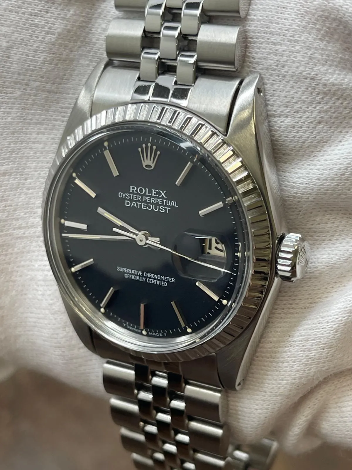 Rolex Datejust 36mm Custom Links 1603 Black Dial Automatic Watch