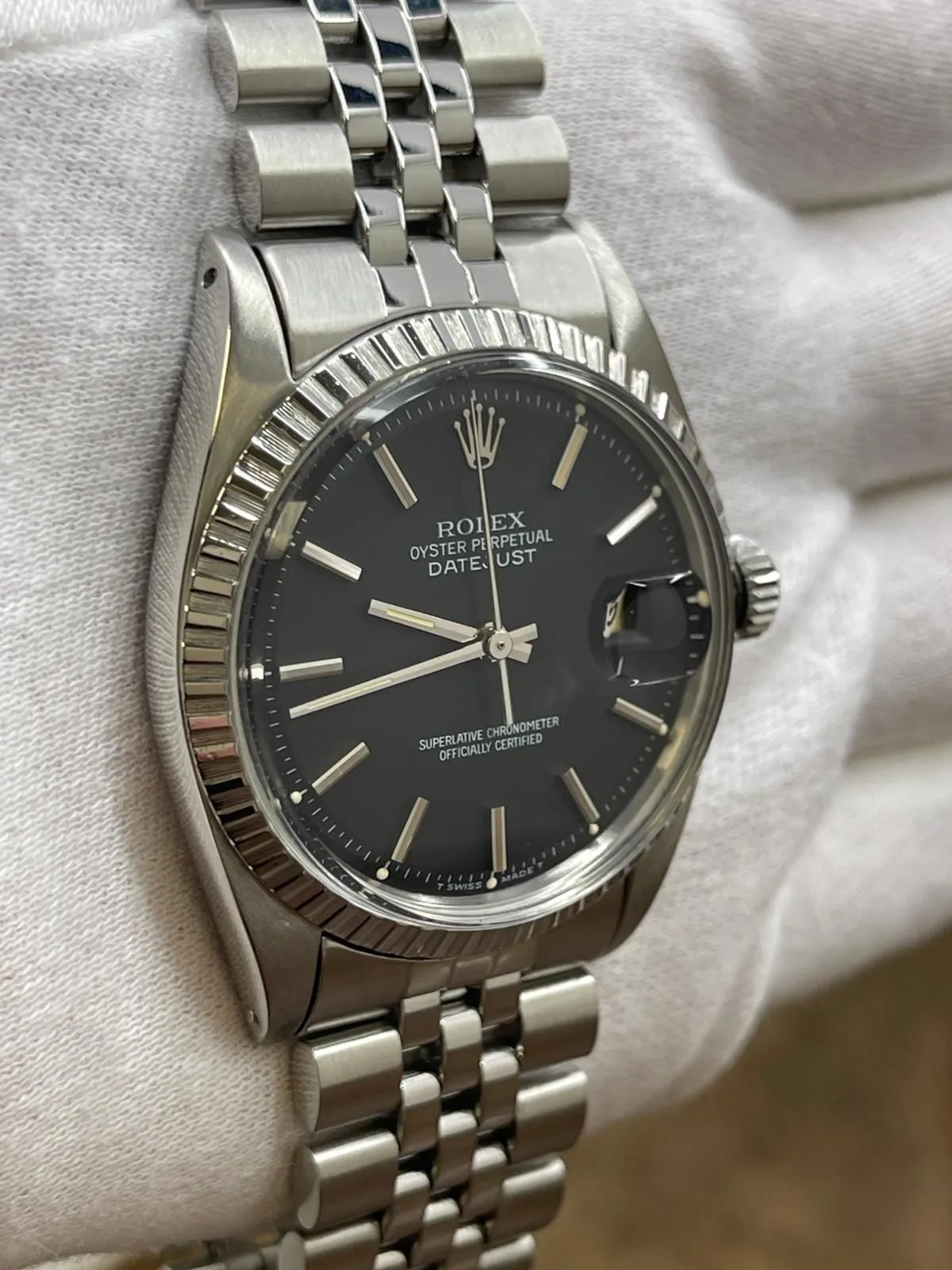 Rolex Datejust 36mm Custom Links 1603 Black Dial Automatic Watch