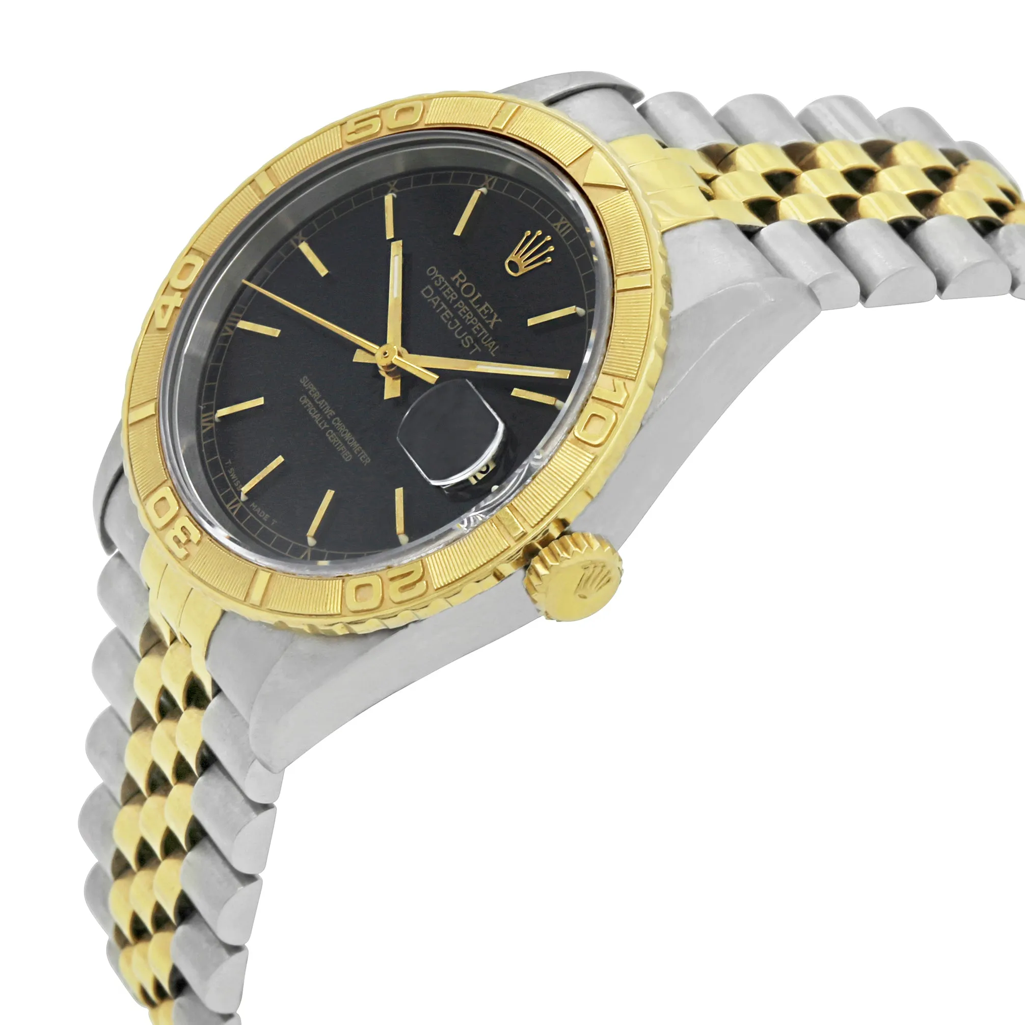 Rolex Datejust Turn-o-graph 16263 Black Dial Automatic Watch