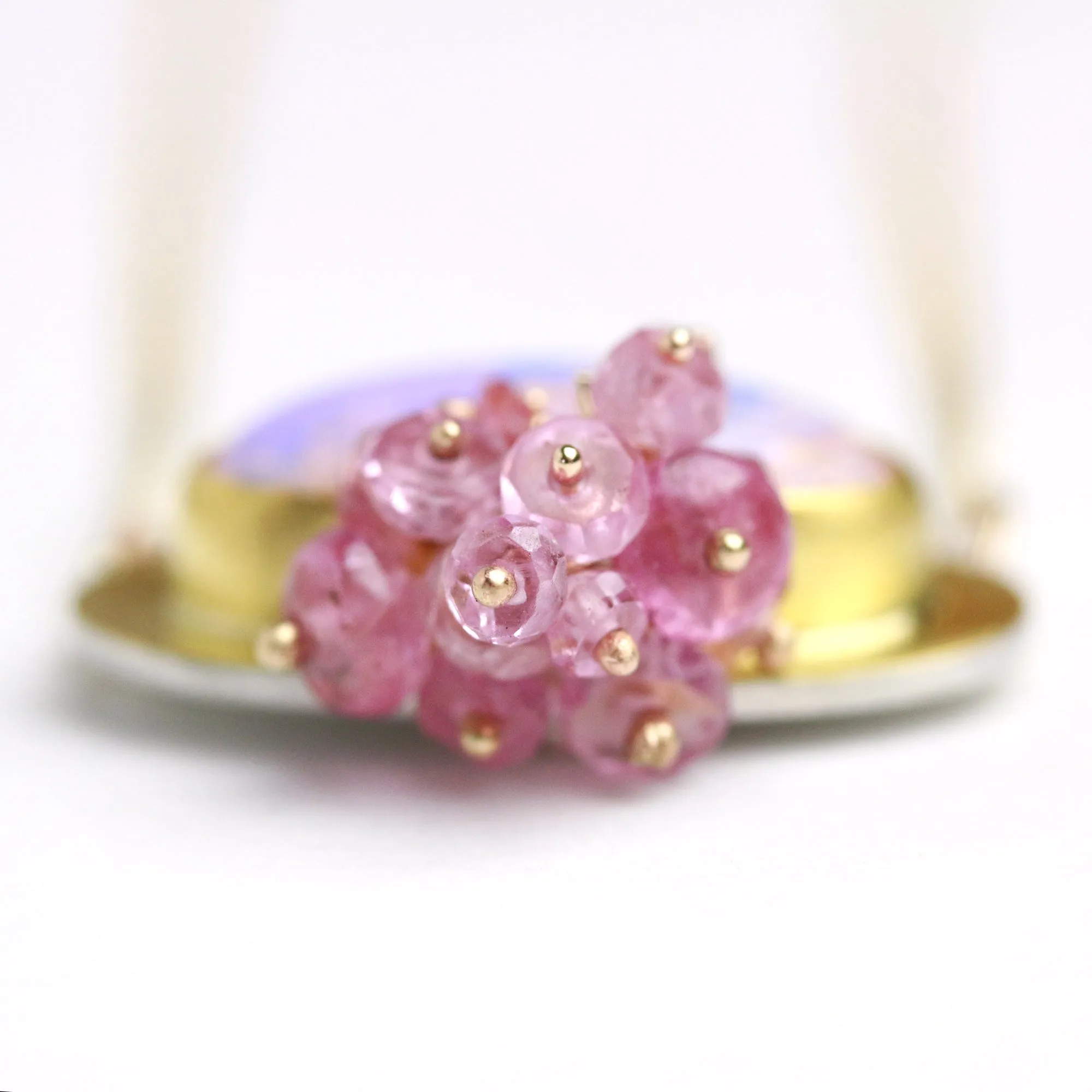Rose and Lavender Pipe Crystal Opal with Pink Sapphire Fringe