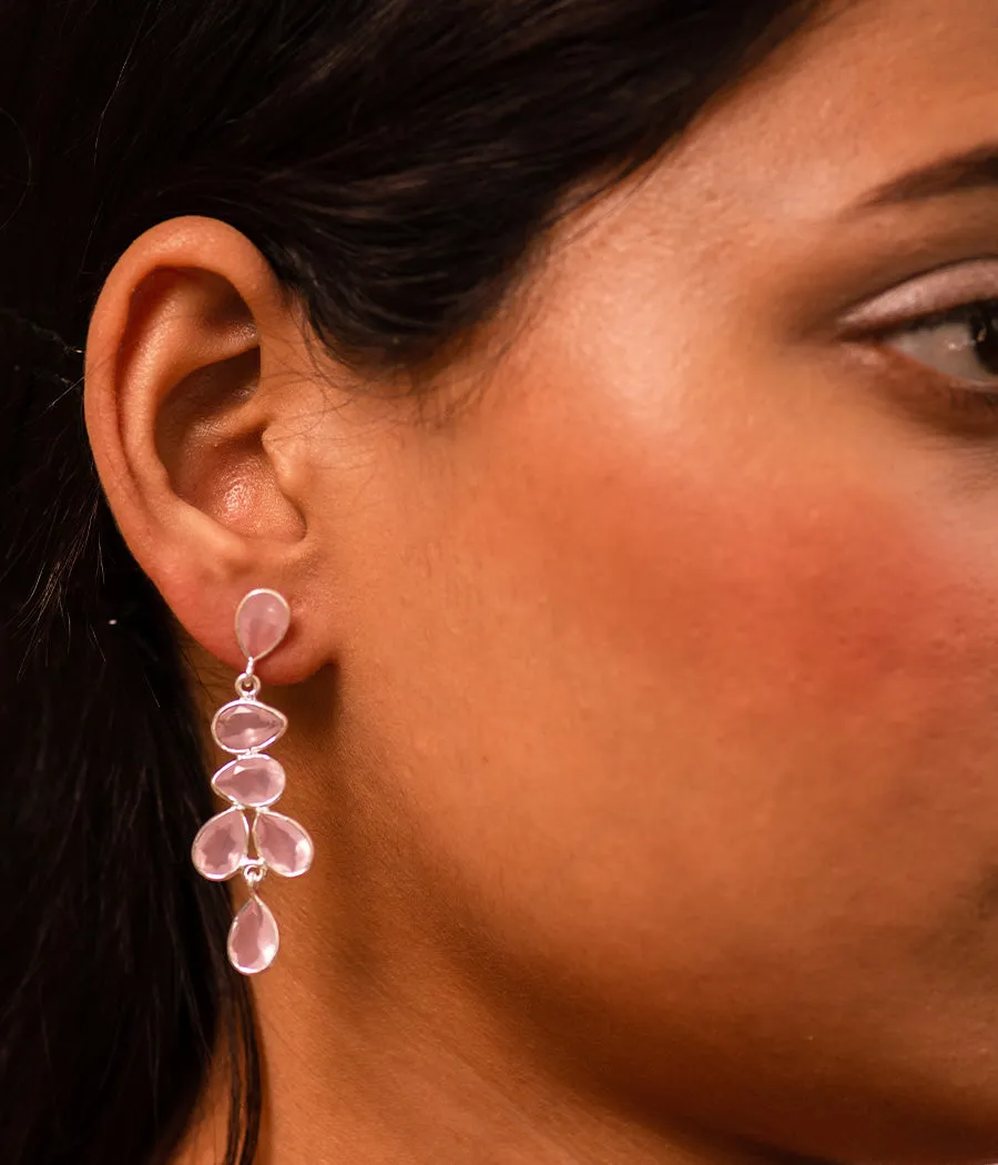 Rose Chalcedony Latkan Earrings