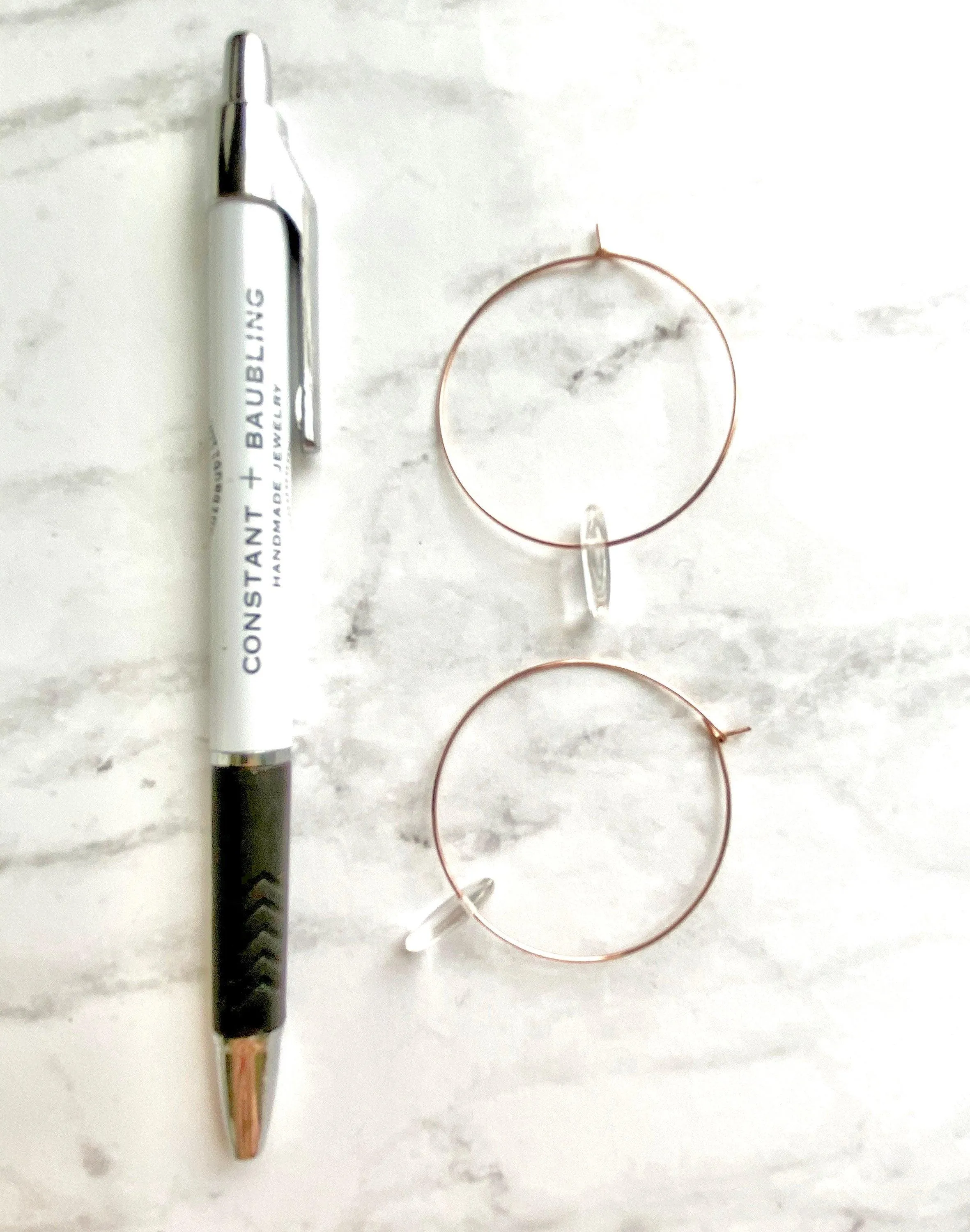 Rose Gold Hoops w/ clear quartz crystal spikes - thin simple 1.5 inch diam earrings - sacred healing concentration memory energy vibrations